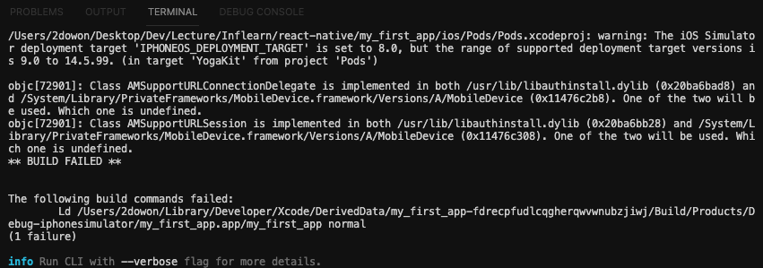 react-native-run-ios-the-following-build-commands-failed